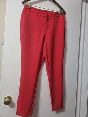 Bright Red Slim Dress Pants